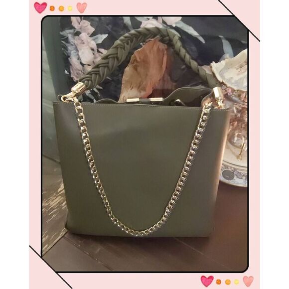NWT~Gorgeous ALDO Nalaynaax Khaki Bucket Bag - Picture 2 of 8